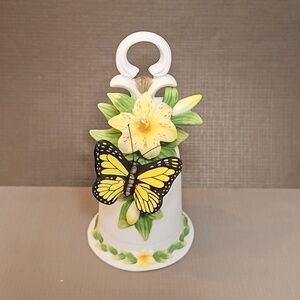Vintage 1996 Seymour Mann Porcelain Bisque Bell floral with Butterfly Hand Paint
